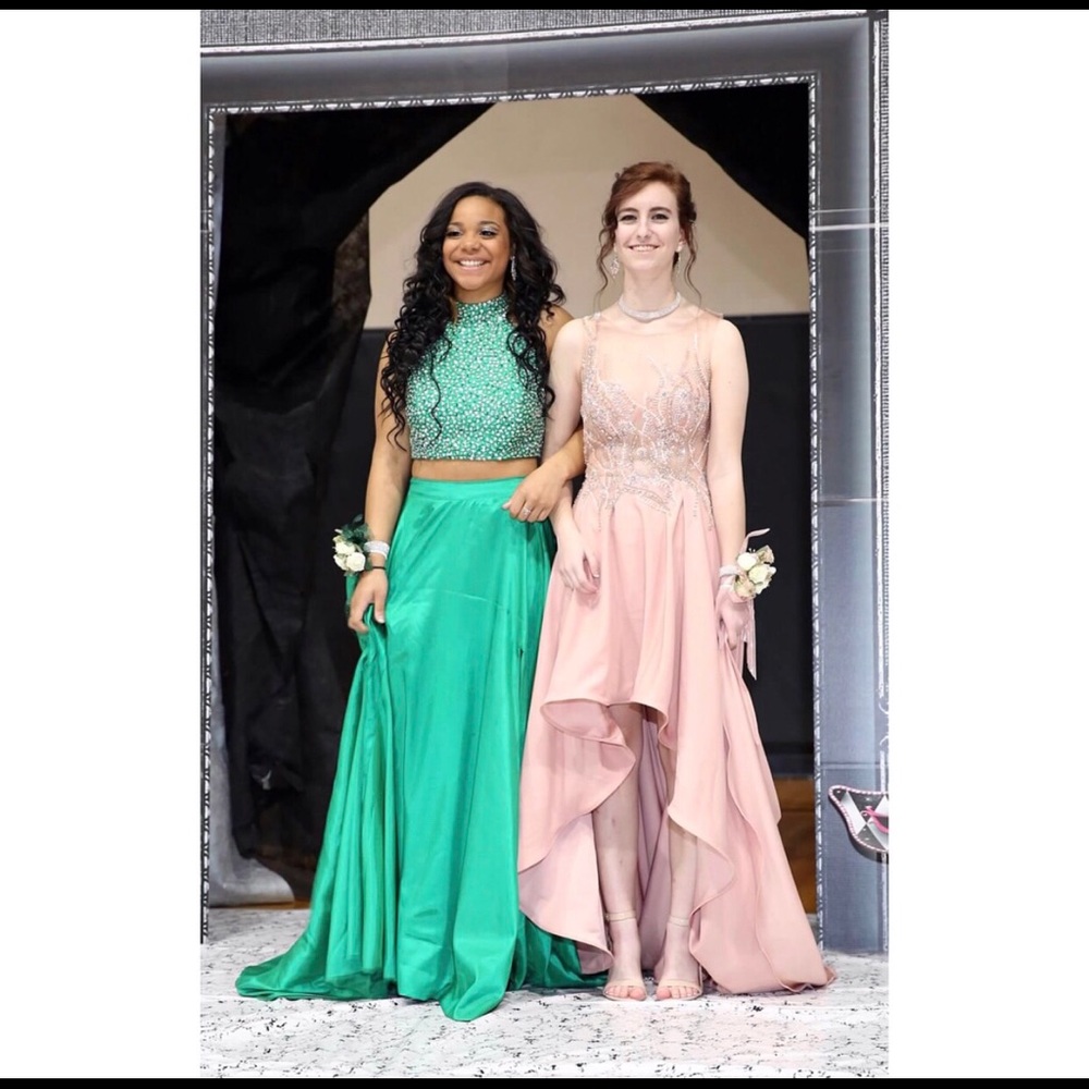 Hunter Green Prom Dress- Two Piece